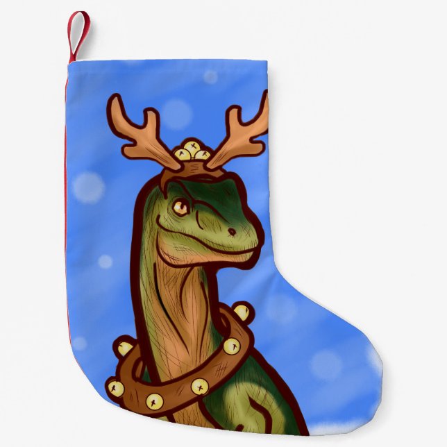Veloci-reindeer Small Christmas Stocking (Front)