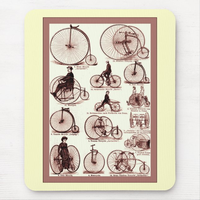 Velocipedes ~ Vintage Advertising Poster Mouse Pad (Front)