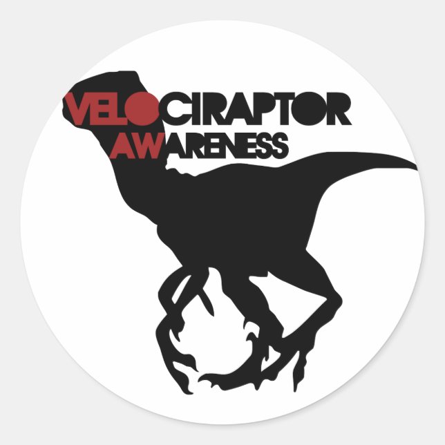 velociraptor awareness classic round sticker (Front)