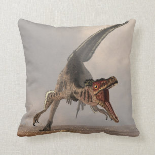 Velociraptor Chase Throw Pillow