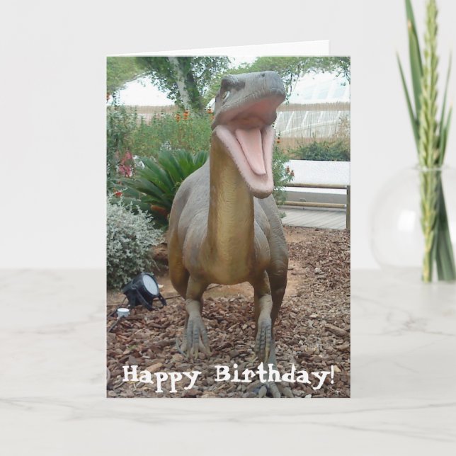 Velociraptor Dinosaur Greetings Card (Front)