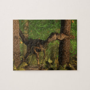 Velociraptor dinosaur in the forest jigsaw puzzle