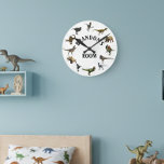 Velociraptor Dinosaur Jurassic Age Tyrannosaurus Round Clock<br><div class="desc">This design may be personalized in the area provided by changing the photo and/or text. Or it can be customized by clicking Personalize this Template and then choosing the click to customize further option and delete or change the colour of the background, add text, change the text colour or style,...</div>