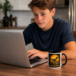 Velociraptor Dinosaur Prehistoric Moon Mug