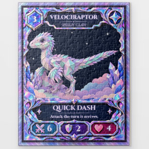Velociraptor Dinosaur, Rainbow Foil Art Jigsaw Puzzle