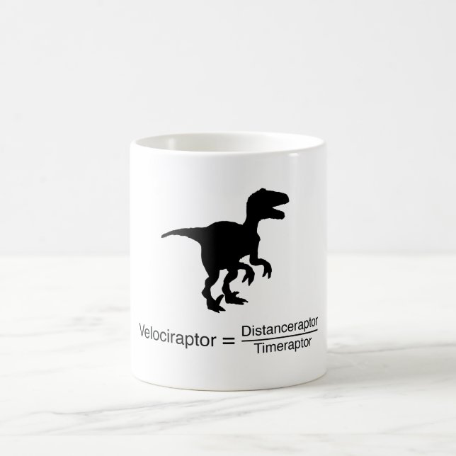 velociraptor funny science coffee mug (Center)