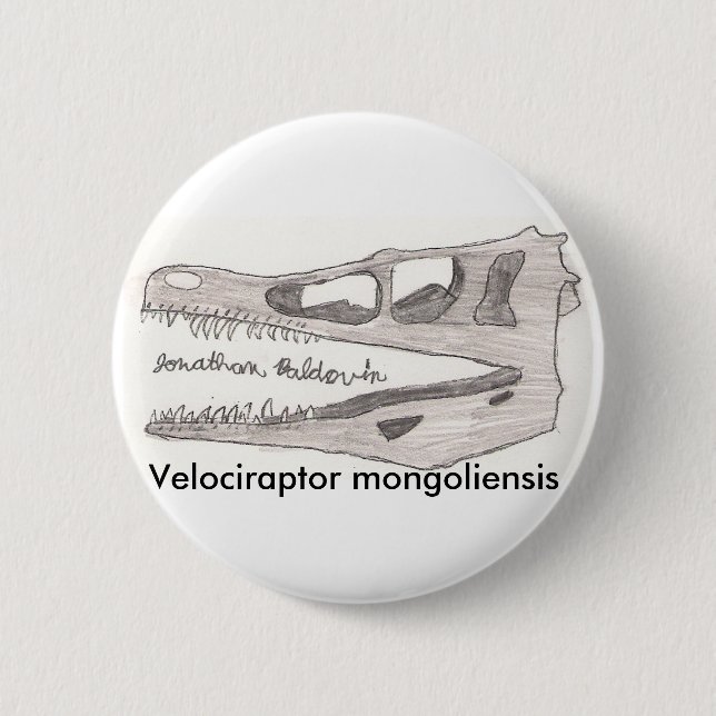 Velociraptor mongoliensis 2 inch round button (Front)