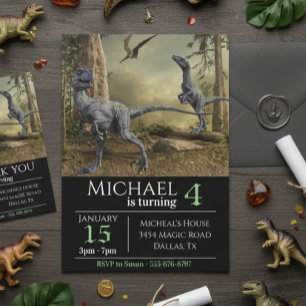 Velociraptor Raptor Birthday Party  Invitation