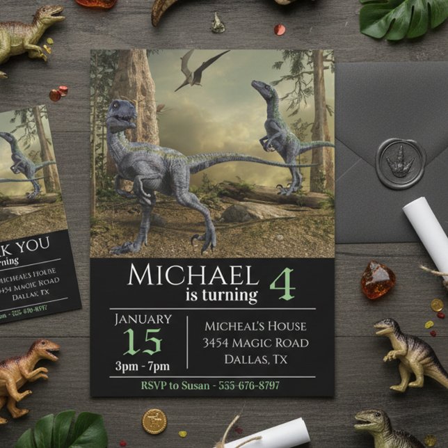 Velociraptor Raptor Birthday Party  Invitation (Creator Uploaded)