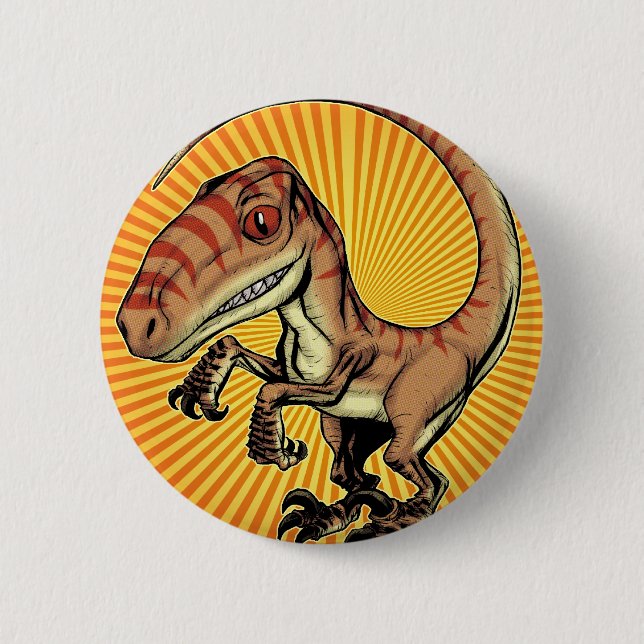 Velociraptor Raptor Dinosaur by Marco D Carillo 2 Inch Round Button (Front)