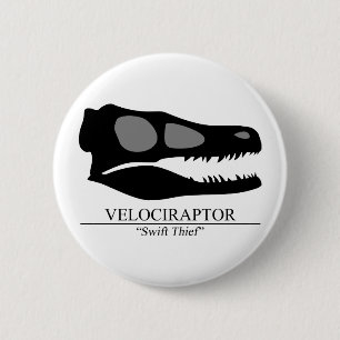Velociraptor Skull 2 Inch Round Button