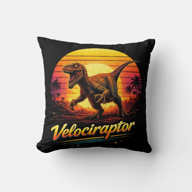 Velociraptor Throw Pillow (Front)