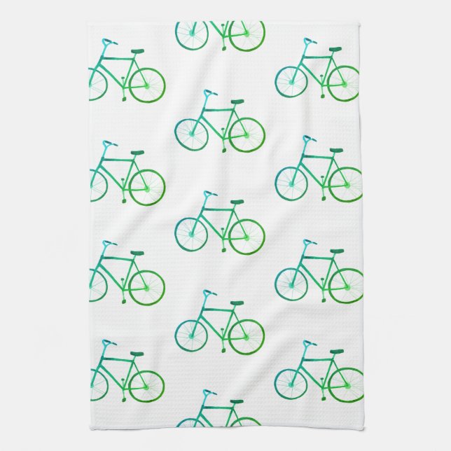 Vélos bleu vert vélos motif serviette de cuisine (Vertical)