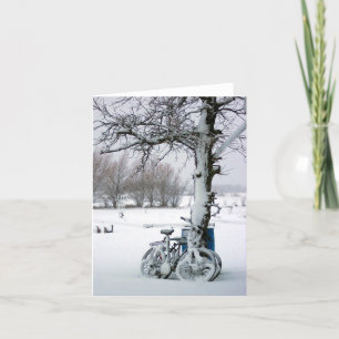 Vélos d'hiver en Carte pour notes blanc neige