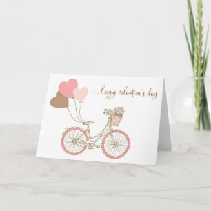 VÉLOS ET BALLONS ROSES CARTE DE JOUR VALENTINE