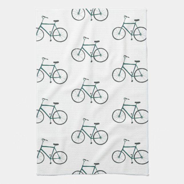 Vélos verts vélos motif serviette de cuisine (Vertical)