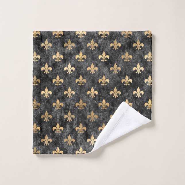 Velours noir Fleur de Lis Mardi Gras Orleans (Gant de toilette)
