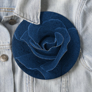Velvet blue rose 6 inch round button