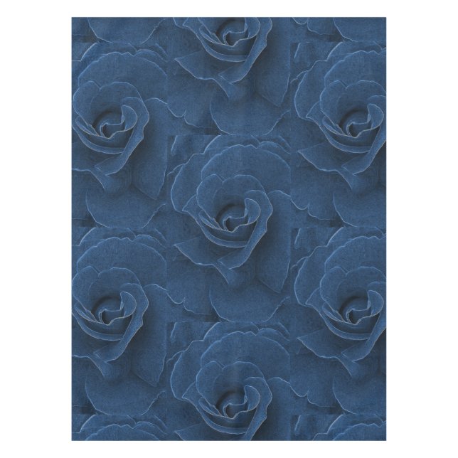 Velvet blue rose tablecloth (Front)