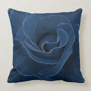 Velvet blue rose throw pillow
