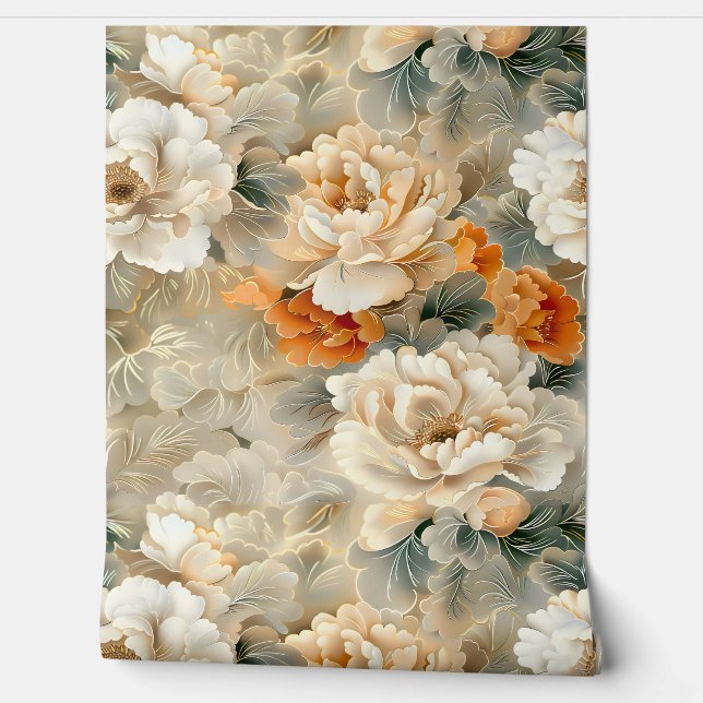 Velvet Fall Whispers Botanical Wallpaper (Unrolling)