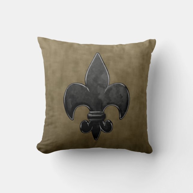 Velvet Fleur De Lis Throw Pillow (Front)