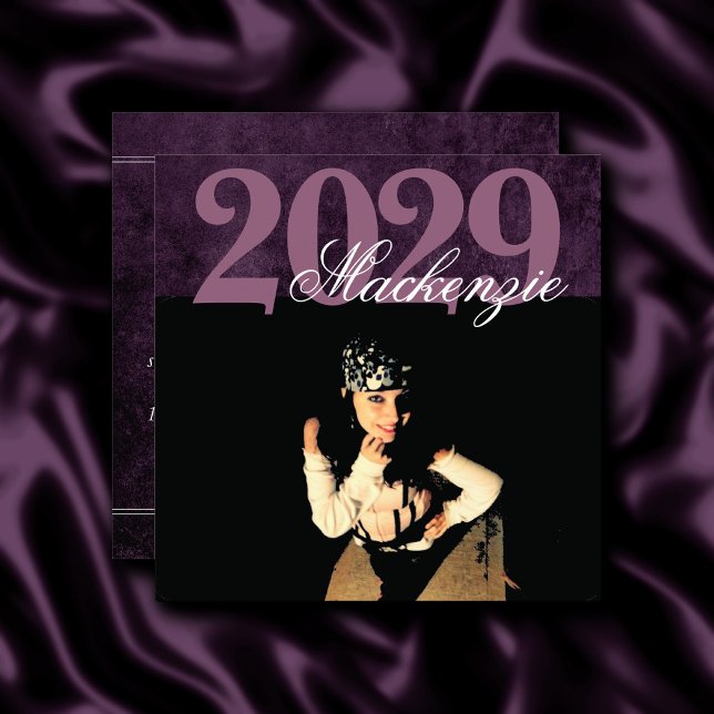 Velvet Grad | Amethyst Purple Moody Grunge Photo Invitation (Creator Uploaded)