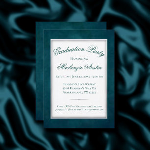 Velvet Grad Modern Dark Teal Moody Watercolor Invitation