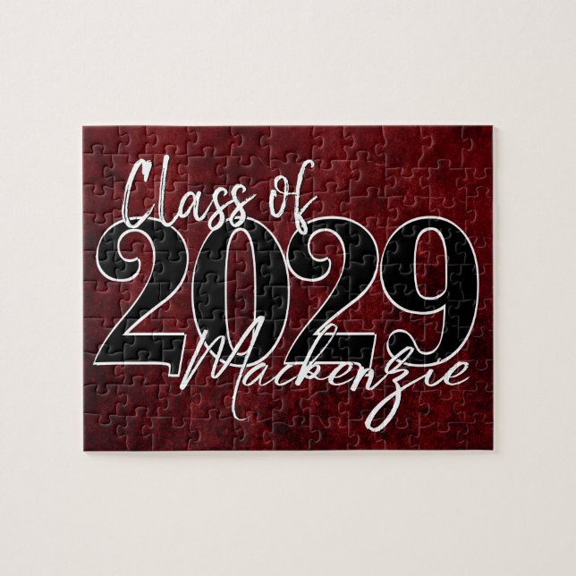 Velvet Grad | Ruby Red Crimson Jewel Tone Grunge Jigsaw Puzzle (Horizontal)