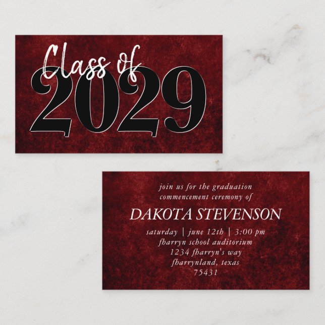 Velvet Grad | Ruby Red Graduation Announcement (Front/Back)