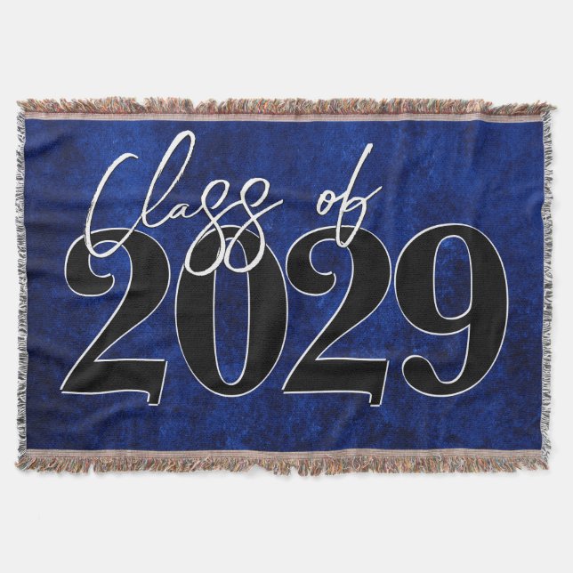 Velvet Grad | Sapphire Blue Jewel Tone Grunge Year Throw Blanket (Front)