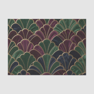 Velvet Jewel Tone Art Deco Scallop Pattern Tissue Paper