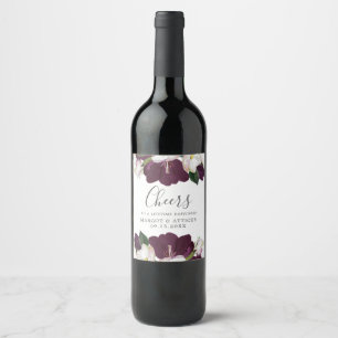 Velvet Magnolia WEDDING Personalized "cheers" Wine Label
