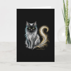Velvet Moonlight Silver Mane Black Cat Card