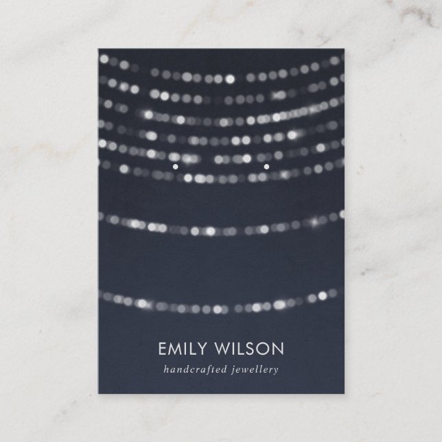 VELVET NAVY STRING LIGHTS STUD EARRING DISPLAY  BUSINESS CARD (Front)