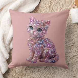 Velvet Night Cat Aesthetic Print Throw Pillow