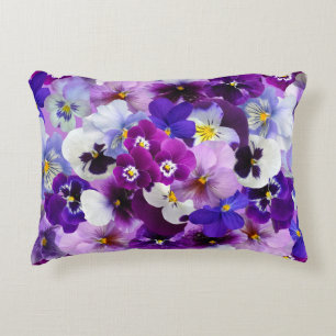 Velvet Pansy Purple Garden Floral Pattern  Accent Pillow
