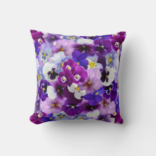 Velvet Pansy Purple Garden Floral Pattern  Throw Pillow