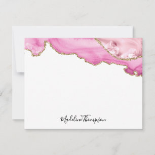 Velvet Pink Agate Geode Script Typography Card
