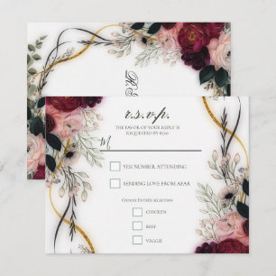 Velvet Plum Garden Floral Greenery Wedding  Invitation