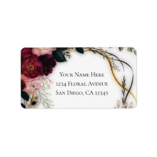 Velvet Plum Garden Floral Greenery Wedding  Label