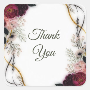 Velvet Plum Garden Floral Greenery Wedding  Square Sticker