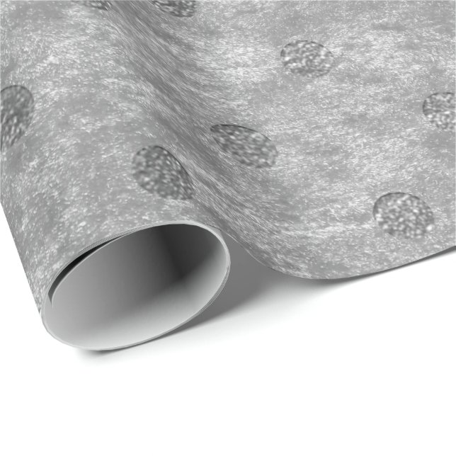 Velvet Polka Tiny Silver Dots Graphite  Grey Wrapping Paper (Roll Corner)