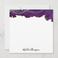 Velvet Purple Gold Agate Geode Script Square