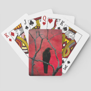Velvet Red Night Crow Playing Cards