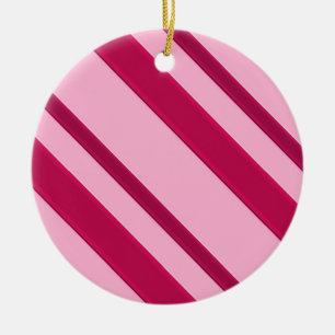 Velvet ribbon stripes, fuchsia and pale pink ceramic ornament