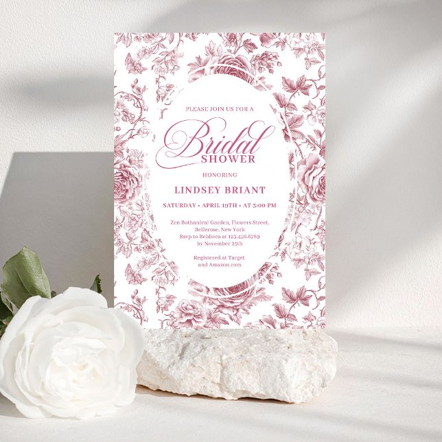 Velvet Rose Toile Floral Bridal Shower Invitation  (Velvet Rose Toile Floral Bridal Shower Invitation Card

)