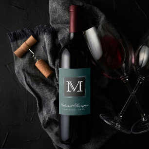 Velvet Teal Grunge Deep Emerald Green Custom Wine Label