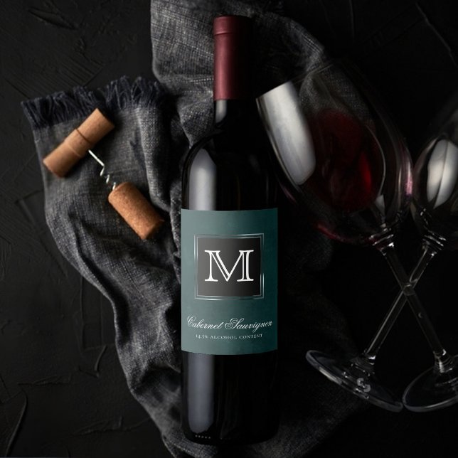 Velvet Teal Grunge | Deep Emerald Green Custom Wine Label (Creator Uploaded)