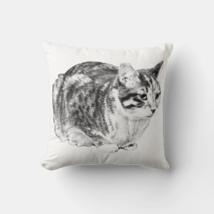 Velvet-Tone Tabby, Elegant Poise Throw Pillow